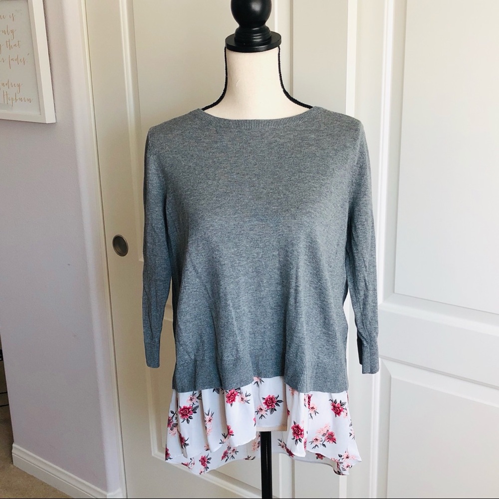 LOFT Outlet Mixed Media Split Back Sweatshirt